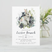 Blumenstrauß Ostern Bunny Brunch Einladung (Stehend Vorderseite)