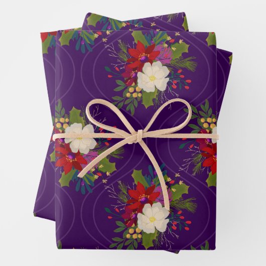 Blumenstrauß-Packung lila 3 Packung Geschenkpapier Set (Beispiel)