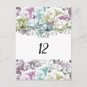 Blumenstrauß Pastell Blumen Tisch Sitznummernkarte Postkarte