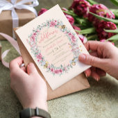 Blumenstrauß Peach Niedlich Bunny Girl Erstgeburt Einladung