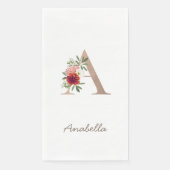 Blumenstrauß personalisierter Buchstabe "A" Serviette (Vorderseite)