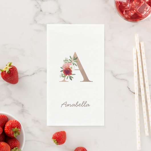 Blumenstrauß personalisierter Buchstabe "A" Serviette (Beispiel)