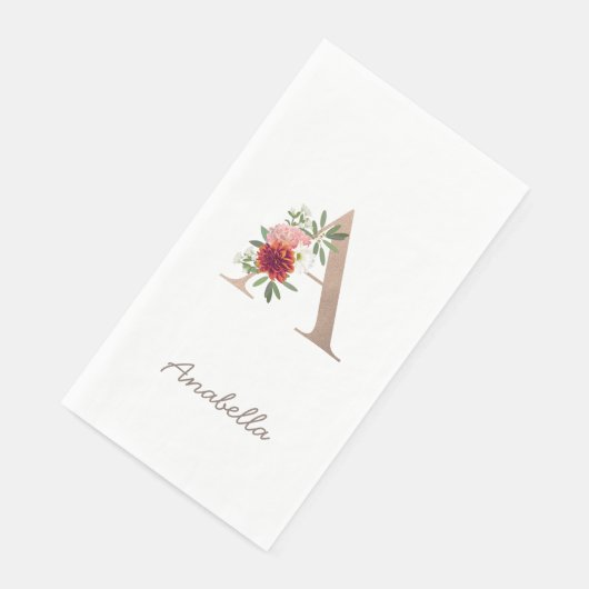 Blumenstrauß personalisierter Buchstabe "A" Serviette (Ecke)