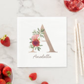 Blumenstrauß personalisierter Buchstabe "A" Serviette (Beispiel)