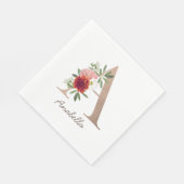 Blumenstrauß personalisierter Buchstabe "A" Serviette (Ecke)