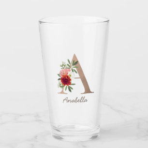 Blumenstrauß personalisierter Monogramm-Brief A Glas