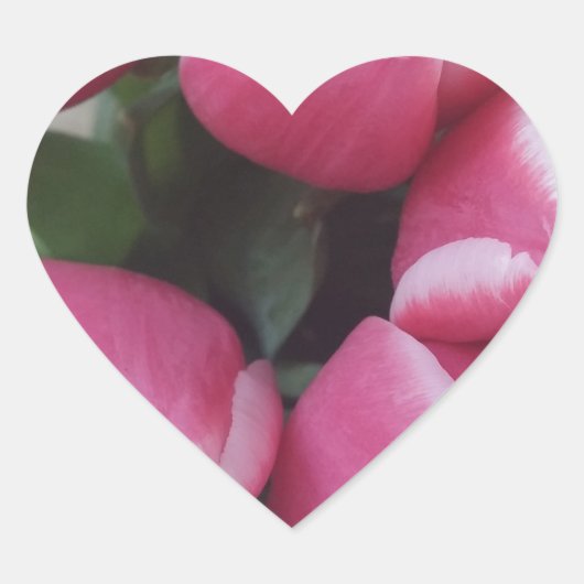 Blumenstrauß, Pink Tulips, Blume Herz-Aufkleber (Vorderseite)