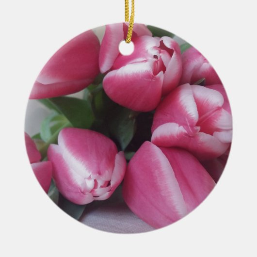 Blumenstrauß, Pink Tulips, Blume Keramik Ornament (Vorne)
