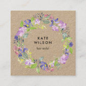 Blumenstrauß, Purple Flowers Kraft Quadratische Visitenkarte (Vorderseite)