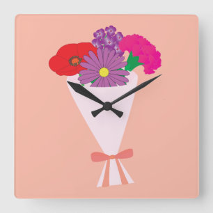Blumenstrauß Quadratische Wanduhr