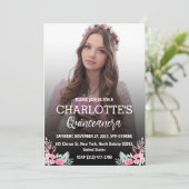 Blumenstrauß Quinceanera 15. Geburtstag für Spanis Einladung (Stehend Vorderseite)