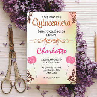 Blumenstrauß Quinceanera 15. Geburtstag für Spanis Einladung