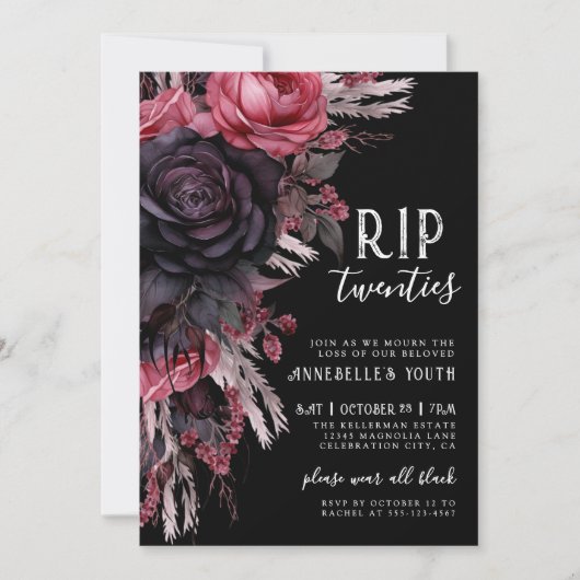 Blumenstrauß-RIP 20 sterben an meinem 30. Geburtst Einladung (Vorderseite)