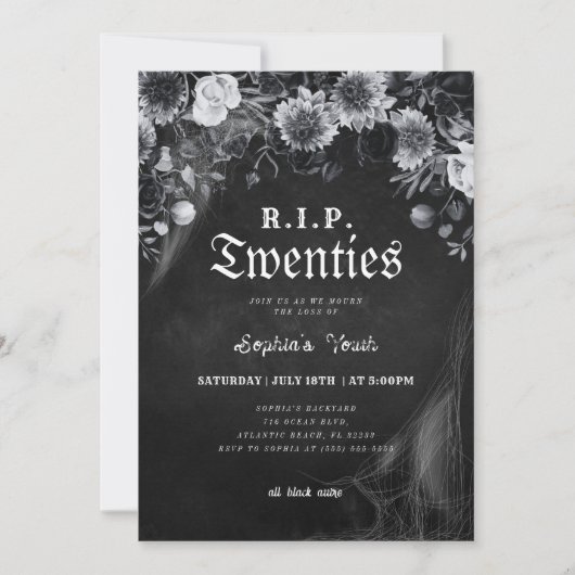 Blumenstrauß-RIP 20 Tote bei meiner Jugend 30. Geb Einladung (Vorderseite)