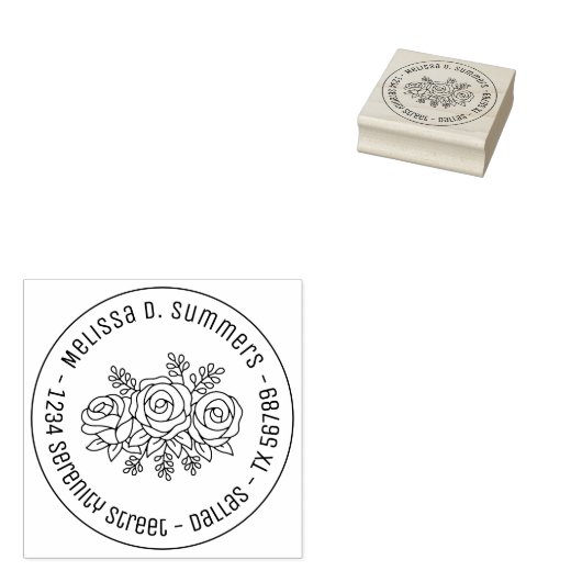 Blumenstrauß, Rose Blume Rundrede 1 Gummistempel (Stempel)