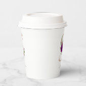 Blumenstrauß-Rose, goldfarben, monogramm, S Pappbecher (Links)