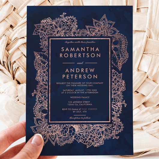 Blumenstrauß Rose Goldmedaille Hochzeit in Aquarel Einladung