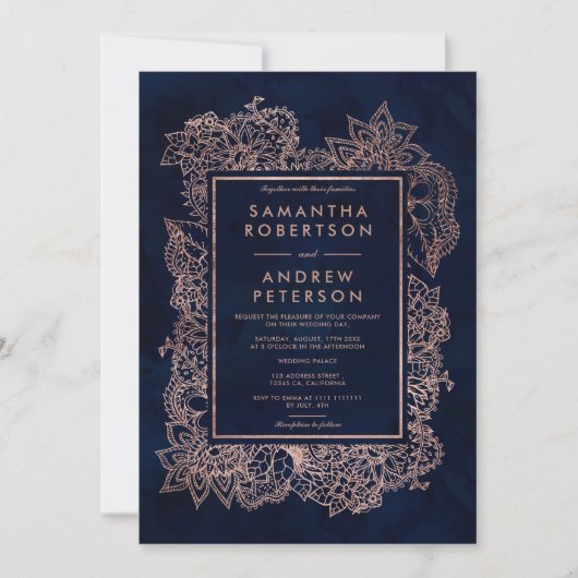 Blumenstrauß Rose Goldmedaille Hochzeit in Aquarel Einladung (Vorderseite)