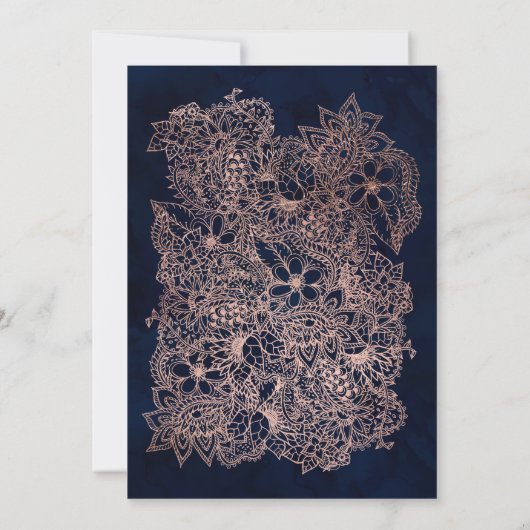 Blumenstrauß Rose Goldmedaille Hochzeit in Aquarel Einladung (Rückseite)