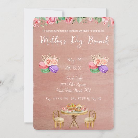 Blumenstrauß Rose Muttertag Brunch Einladung (Vorderseite)