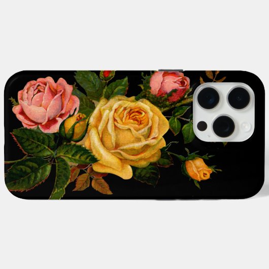 Blumenstrauß Rose Schwarz Rosa Gelb Case-Mate iPhone Hülle (Rückseite (Horizontal))