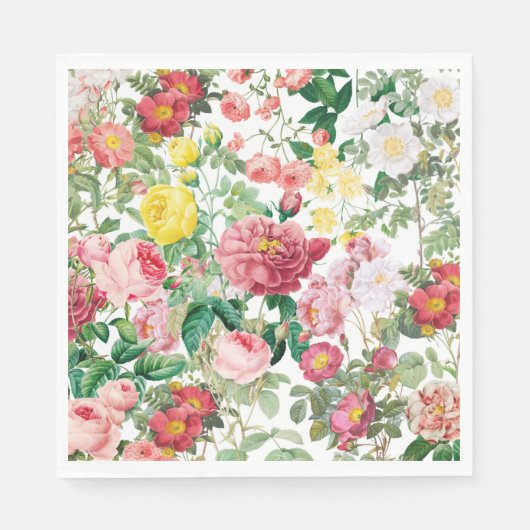 Blumenstrauß-Rose Vintager Frühlingsgarten Serviette (Vorderseite)