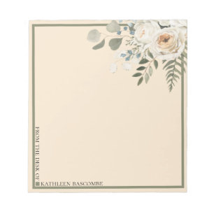 Blumenstrauß-Rose vom Schreibtisch aus Creme Notizblock