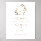 Blumenstrauß-Rose Wappen Hochzeit Begrüßungszeiche Poster (Vorne)