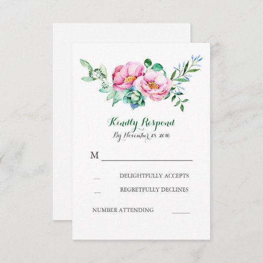 Blumenstrauß RSVP Karte (Vorne/Hinten)