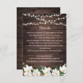 Blumenstrauß-Rustikal-Holz-Magnolia-Lichter Detail Einladung (Vorne/Hinten)