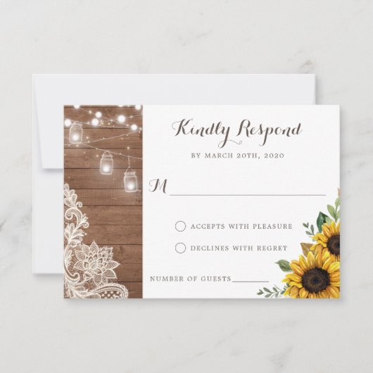 Blumenstrauß rustikal Holz Sonnenblumenstrauß UAWG Einladung (Vorderseite)