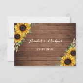 Blumenstrauß rustikal Holz Sonnenblumenstrauß UAWG Einladung (Rückseite)