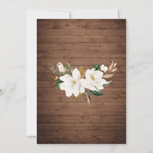 Blumenstrauß-Rustikale Holzbalken Lights Spitzen M Einladung (Rückseite)