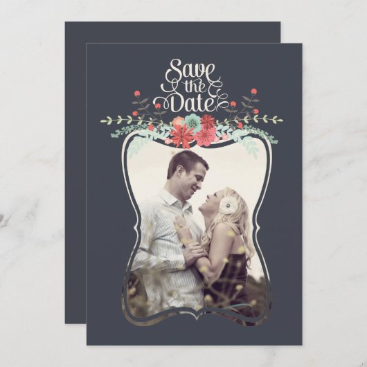 Blumenstrauß Save the Date Foto-Karten Einladung (Vorne/Hinten)