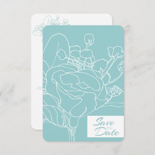 Blumenstrauß Save the Date (Ocean Green) Einladung (Vorne/Hinten)