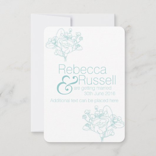 Blumenstrauß Save the Date (Ocean Green) Einladung (Rückseite)