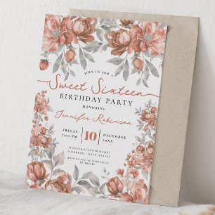 Blumenstrauß Sweet 16 Geburtstag Rose Gold Einladung