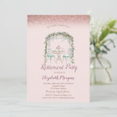 Blumenstrauß-Tee-Cup Rose Gold Bokeh Rente Einladung (Stehend Vorderseite)