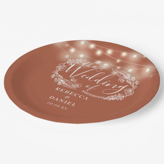 Blumenstrauß Terracotta Wedding Pappteller (Schrägansicht)