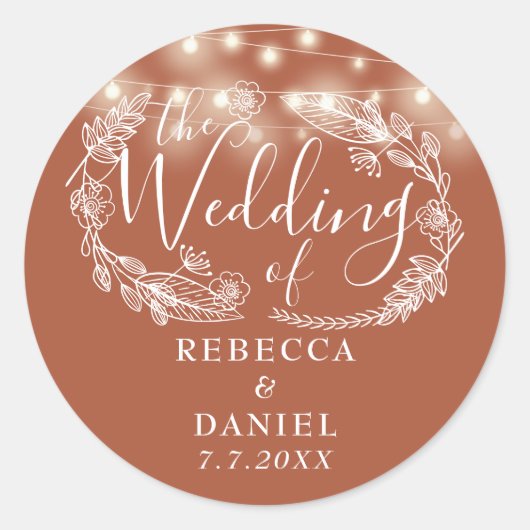 Blumenstrauß Terracotta Wedding Runder Aufkleber (Vorderseite)