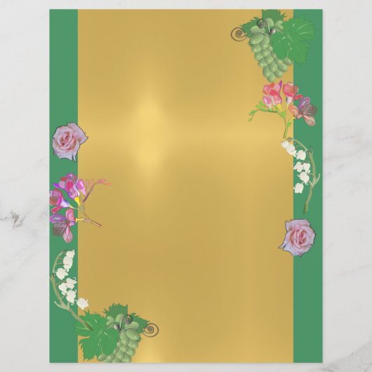 Blumenstrauß/Trauben grün/Gold (Rückseite)