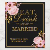 Blumenstrauß trinken und Verheiratete Weinetikette Weinetikett (Einzelnes Label)