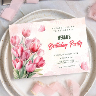 Blumenstrauß Tulpen Geburtstag Einladung