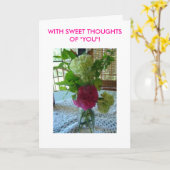 Blumenstrauß u. Häkelarbeit, MIT SÜSSEM THOUGHTSOF Karte (Gelbe Blume)