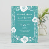 Blumenstrauß und Aquamarine Hochzeitseinladung Einladung (Stehend Vorderseite)