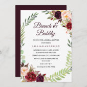 Blumenstrauß und Bubbly Brautparty Einladung (Vorne/Hinten)