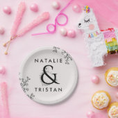 Blumenstrauß und Hochzeitstorte Pappteller (Party)