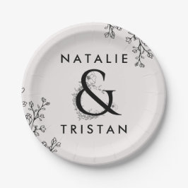 Blumenstrauß und Hochzeitstorte Pappteller