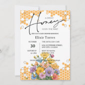 Blumenstrauß und Honig Bienendusche Einladung (Vorderseite)