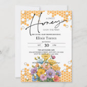 Blumenstrauß und Honig Bienendusche Einladung (Vorderseite)